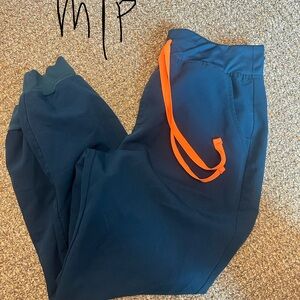 Figs Women's Pants in Navy and Orange